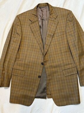 Hickey Freeman for Nordstrom Men's Brown Plaid Blazer - Classic Tailored Jacket